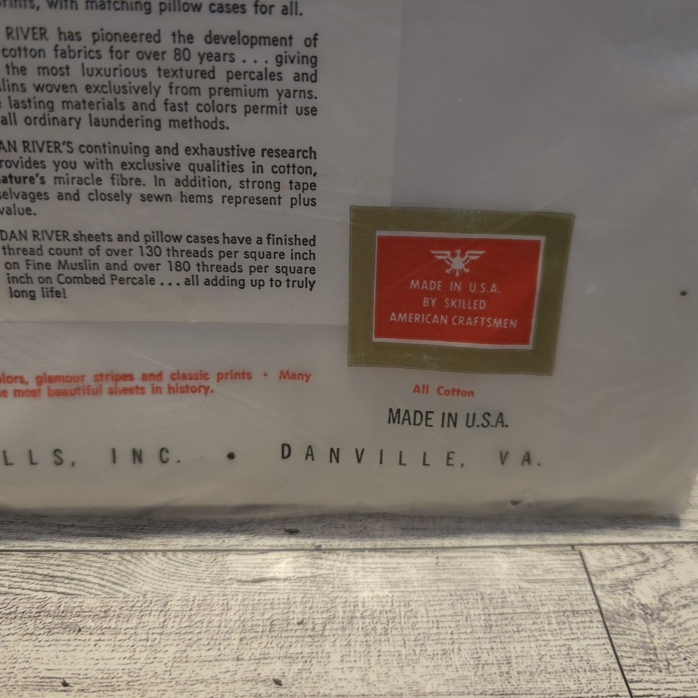 NOS VTG Dan‎ River Fine Muslin All Cotton White Flat Full Bed Sheet 81X108 -USA - Picture 4 of 7